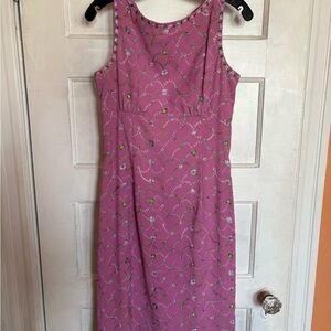 Nicole Miller Pink Floral Midi Dress